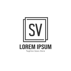 Initial SV logo template with modern frame. Minimalist SV letter logo vector illustration