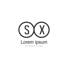 Initial SX logo template with modern frame. Minimalist SX letter logo vector illustration