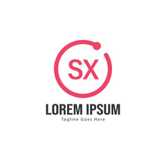 Initial SX logo template with modern frame. Minimalist SX letter logo vector illustration