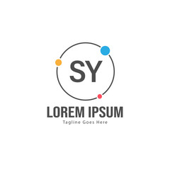 Initial SY logo template with modern frame. Minimalist SY letter logo vector illustration