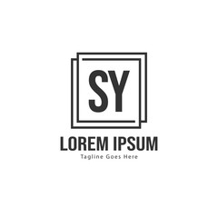 Initial SY logo template with modern frame. Minimalist SY letter logo vector illustration