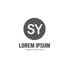 Initial SY logo template with modern frame. Minimalist SY letter logo vector illustration
