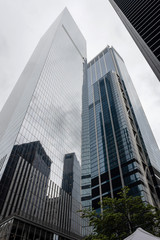 Low angle view of skyscrapers in the Financial District of New York, USA - Image
