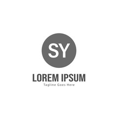 Initial SY logo template with modern frame. Minimalist SY letter logo vector illustration