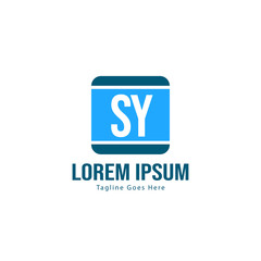 Initial SY logo template with modern frame. Minimalist SY letter logo vector illustration