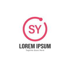 Initial SY logo template with modern frame. Minimalist SY letter logo vector illustration
