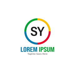 Initial SY logo template with modern frame. Minimalist SY letter logo vector illustration