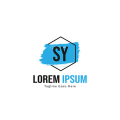 Initial SY logo template with modern frame. Minimalist SY letter logo vector illustration