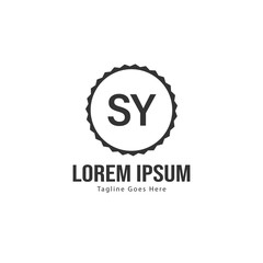 Initial SY logo template with modern frame. Minimalist SY letter logo vector illustration