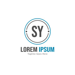 Initial SY logo template with modern frame. Minimalist SY letter logo vector illustration