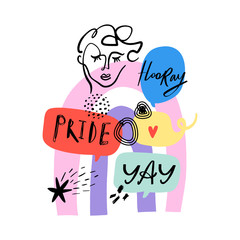 Gay Pride LGBT rainbow concept. Speech bubble. Doodle style vector colorful illustration.
