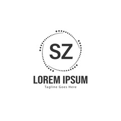 Initial SZ logo template with modern frame. Minimalist SZ letter logo vector illustration