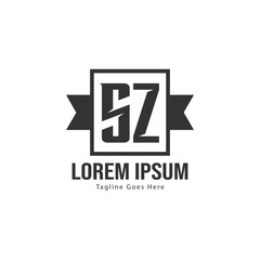Initial SZ logo template with modern frame. Minimalist SZ letter logo vector illustration