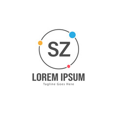 Initial SZ logo template with modern frame. Minimalist SZ letter logo vector illustration