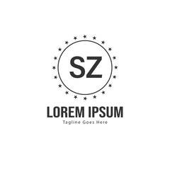 Initial SZ logo template with modern frame. Minimalist SZ letter logo vector illustration