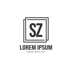 Initial SZ logo template with modern frame. Minimalist SZ letter logo vector illustration