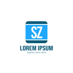 Initial SZ logo template with modern frame. Minimalist SZ letter logo vector illustration