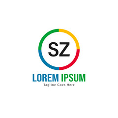 Initial SZ logo template with modern frame. Minimalist SZ letter logo vector illustration