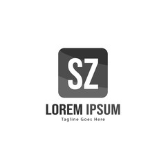 Initial SZ logo template with modern frame. Minimalist SZ letter logo vector illustration