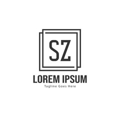 Initial SZ logo template with modern frame. Minimalist SZ letter logo vector illustration