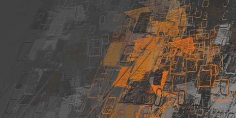 Crazy sketch random pattern. Creative chaos and variety. Modern art drawing painting. 2d illustration. Digital texture wallpaper. Artistic sketch draw backdrop material. 