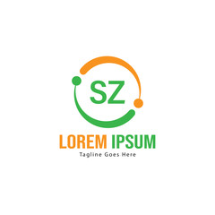 Initial SZ logo template with modern frame. Minimalist SZ letter logo vector illustration