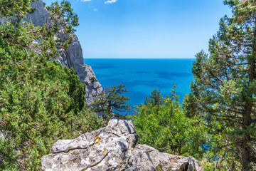 Landscape on a Cat mountain with the Black Sea in Crimea