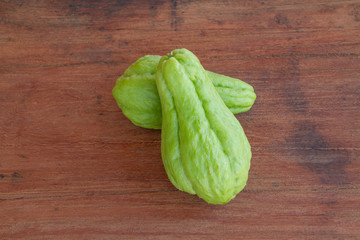 chayote on wood background