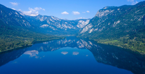 Naklejka na ściany i meble beautiful aerial landscape, mountain with lake