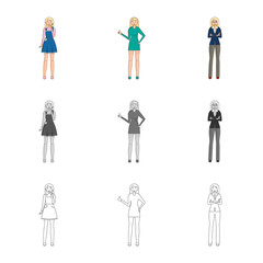 Vector design of posture and mood symbol. Collection of posture and female vector icon for stock.