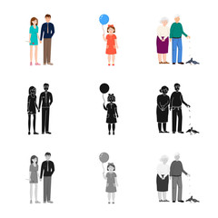 Vector illustration of character and avatar icon. Collection of character and portrait stock symbol for web.