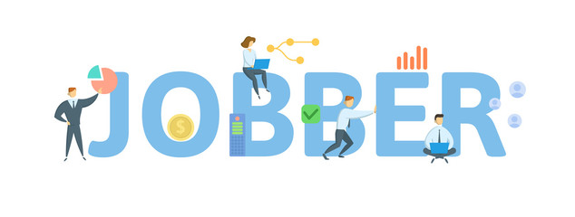 JOBBER. Concept with people, letters and icons. Colored flat vector illustration. Isolated on white background.