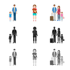 Vector design of character and avatar sign. Collection of character and portrait stock vector illustration.