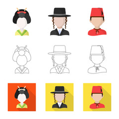 Vector design of imitator and resident symbol. Set of imitator and culture stock vector illustration.