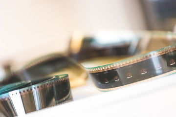 Cinema film reel or filmstrip, close up picture