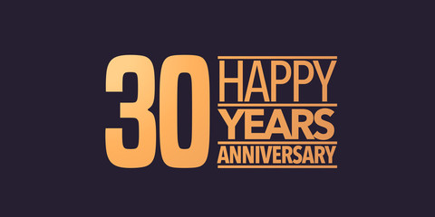 30 years anniversary vector icon, symbol, logo. Graphic background or card for 30th anniversary
