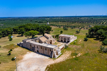Aerial view, Santa Maria di Cerrate abbey, Lecce, Apulia , Italy, Region Brindisi, June 2019 © David Brown