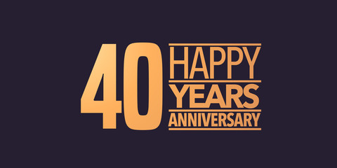 40 years anniversary vector icon, symbol, logo. Graphic background or card for 40th anniversary