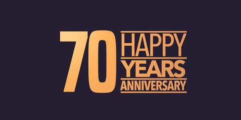 70 years anniversary vector icon, symbol, logo. Graphic background or card for 70th anniversary