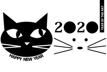 年賀状2020猫とネズミ