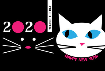 年賀状2020猫とネズミ