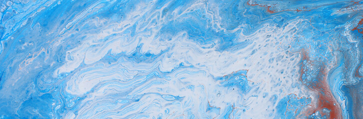 photography of abstract marbleized effect background. Blue and white creative colors. Beautiful paint. banner