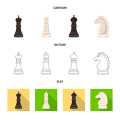 Vector illustration of checkmate and thin icon. Collection of checkmate and target stock vector illustration.