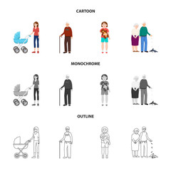 Vector illustration of character and avatar icon. Set of character and portrait vector icon for stock.