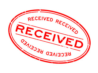 Grunge red received word oval rubber seal stamp on white background