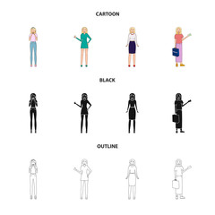 Isolated object of posture and mood sign. Collection of posture and female vector icon for stock.