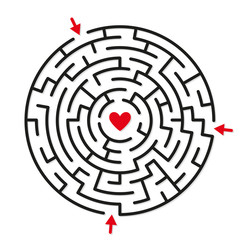 Okrągła gra labirynt labirynt, znajdź drogę do serca - 278412864