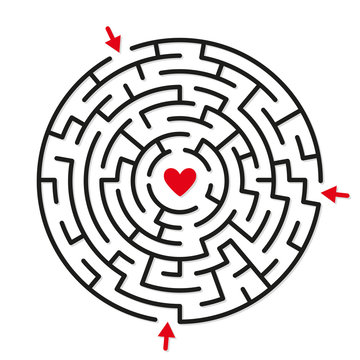 Round labyrinth maze game, find your path to heart