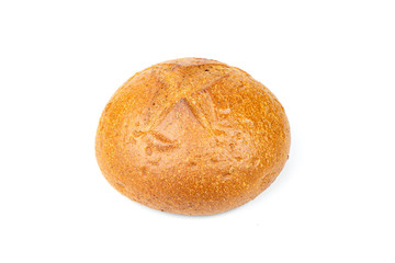 Traditional homemade french round bread isolated on a white background