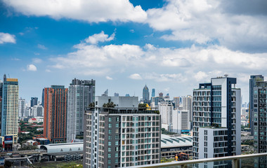 Obraz premium Bangkok city buildings cityscape, high buildings panorama downtown of Bangkok City Thailand